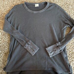 Aerie Offline Waffle Knit Gray Long Sleeve